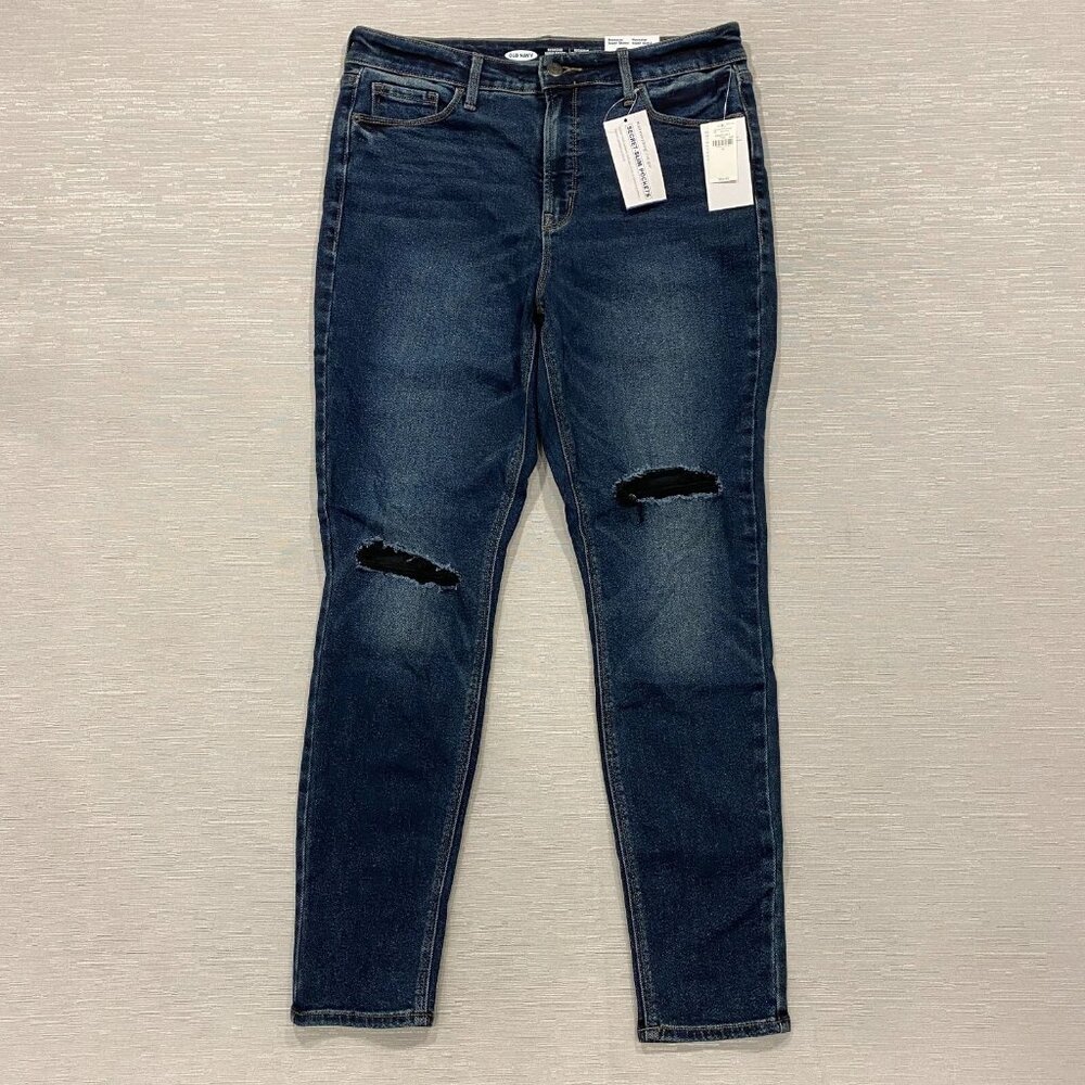 Old Navy Rockstar Jeans Womens 12 32x29 Super Skinny High Rise Distressed Denim